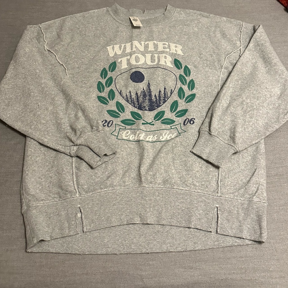Aerie Gray Winter Tour Crewneck Sweater